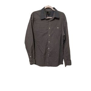 Murano Mens Black White Modern Comfort Slim Fit Button Front Shirt X-Large